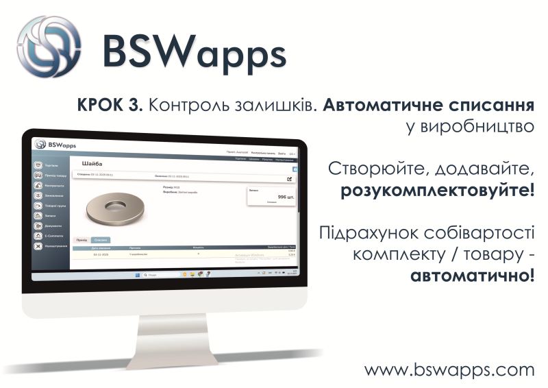 Автоматичне списання матеріалів та сировини у виробництво